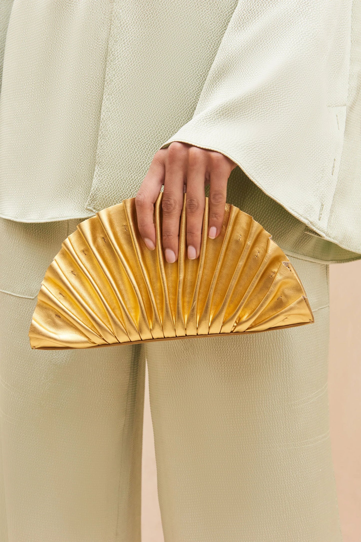 Cult Gaia Nala Ruched Leather Clutch