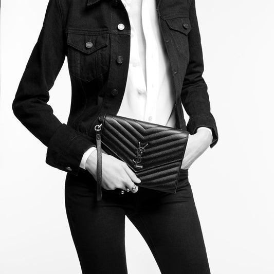 Saint Laurent Cassandre Matelasse Flap Pouch (removable strap)