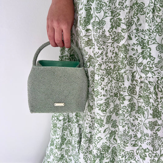 Cult Gaia Solene Mini Crystal Top Handle Bag Pale Sage