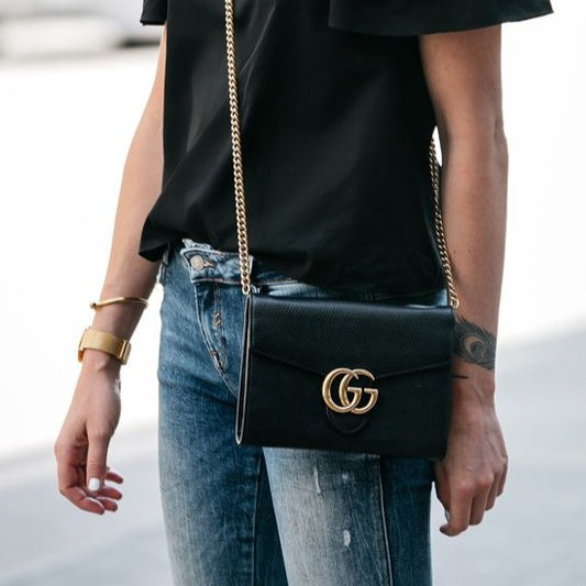 Gucci Marmont Wallet on Chain - Calfskin Black Brushed