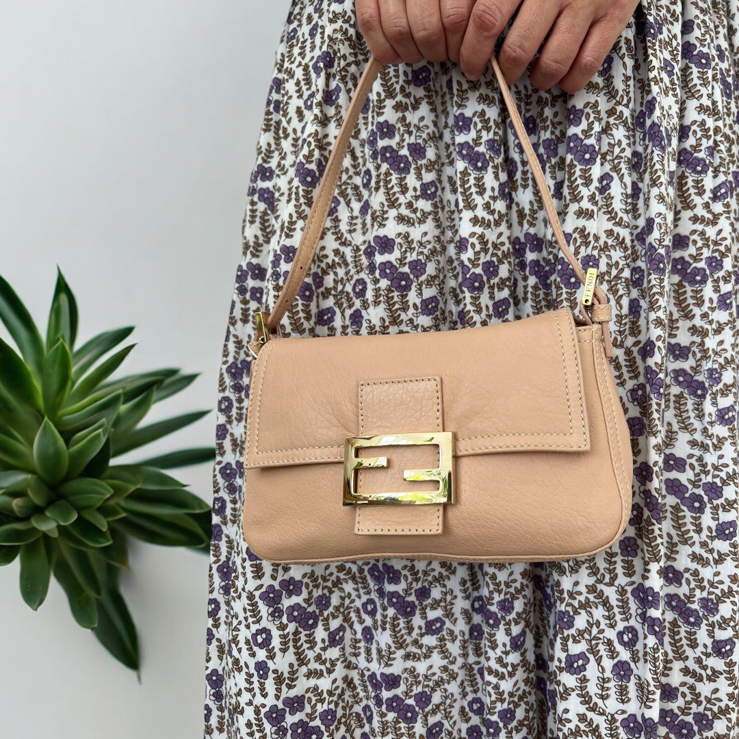 Fendi Blush Calfskin Mini Mamma Baguette Bag