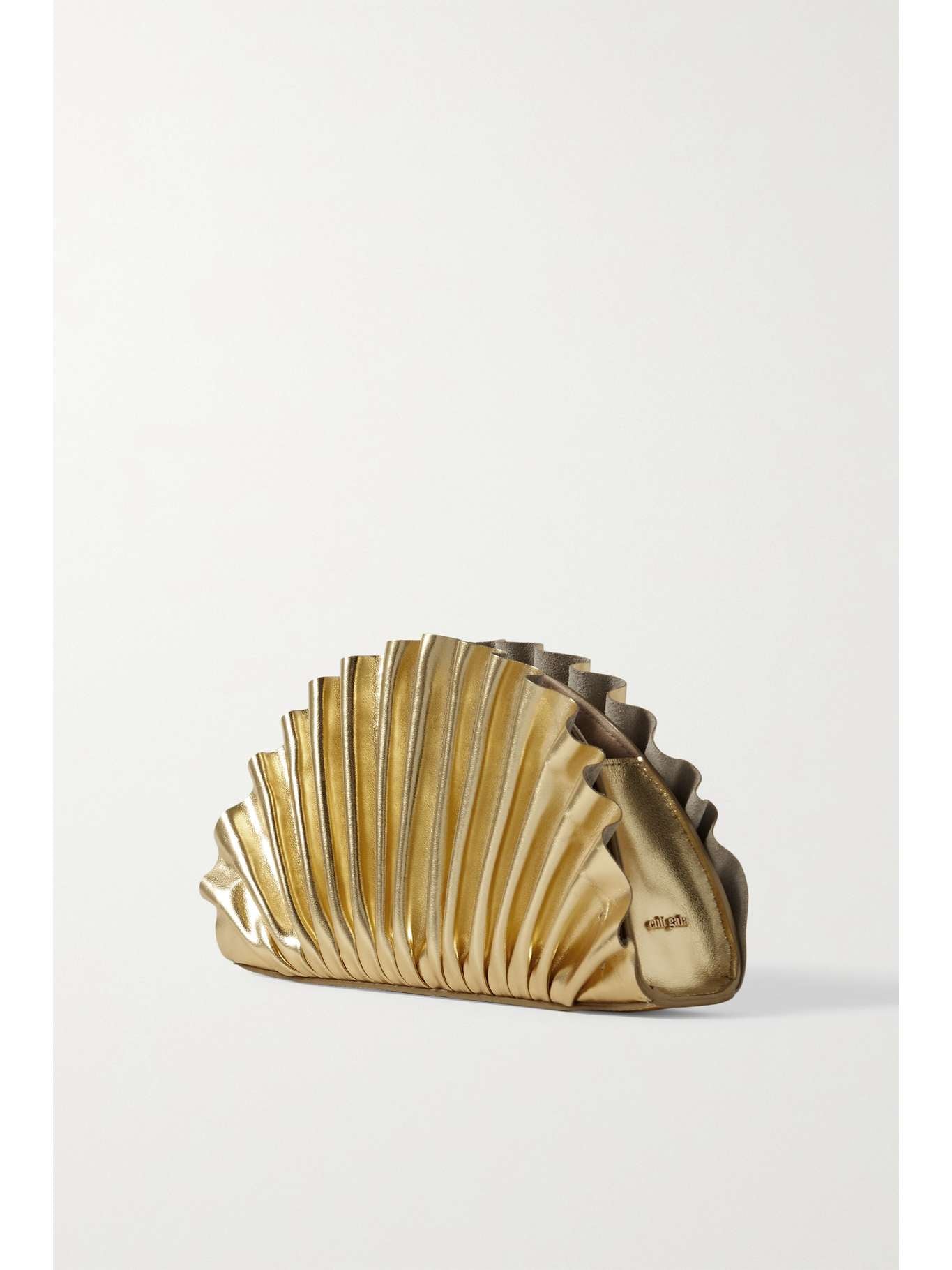 Cult Gaia Nala Ruched Leather Clutch