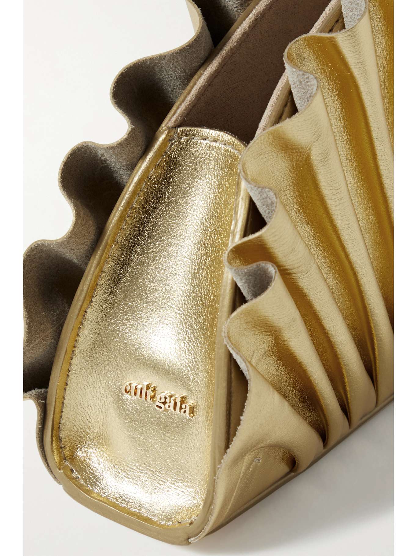 Cult Gaia Nala Ruched Leather Clutch