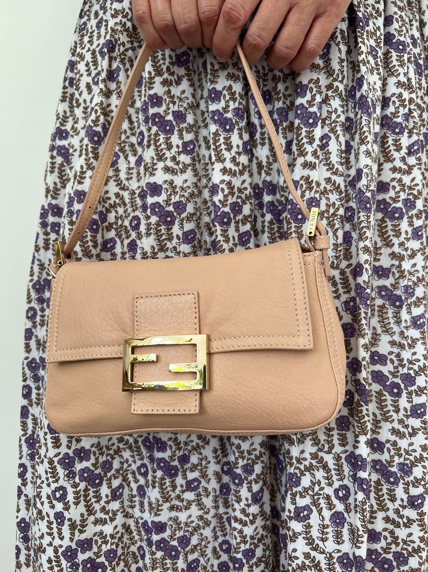 Fendi Blush Calfskin Mini Mamma Baguette Bag