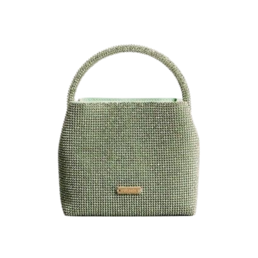 Cult Gaia Solene Mini Crystal Top Handle Bag Pale Sage