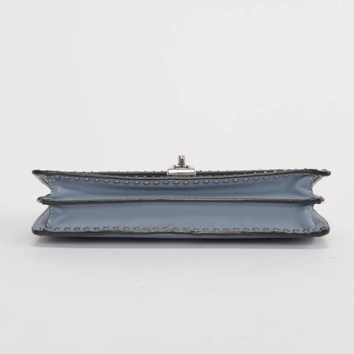 Handbag Rental Handbag Hire Sydney Valentino Blue Calfskin Mini Rockstud Chain Clutch