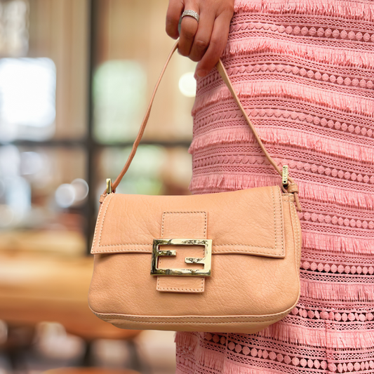 Fendi Blush Calfskin Mini Mamma Baguette Bag